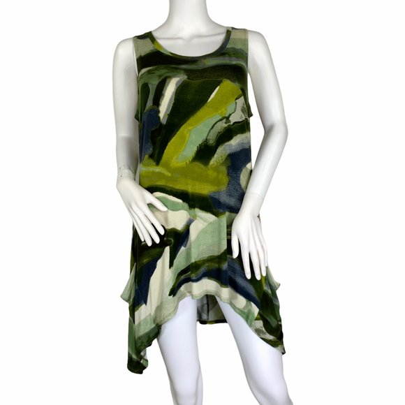 LOGO Lori Goldstein Green Sleeveless Tunic Top M